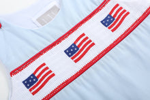 Load image into Gallery viewer, Blue USA Flag Smocked Shortalls
