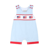 Blue USA Flag Smocked Shortalls