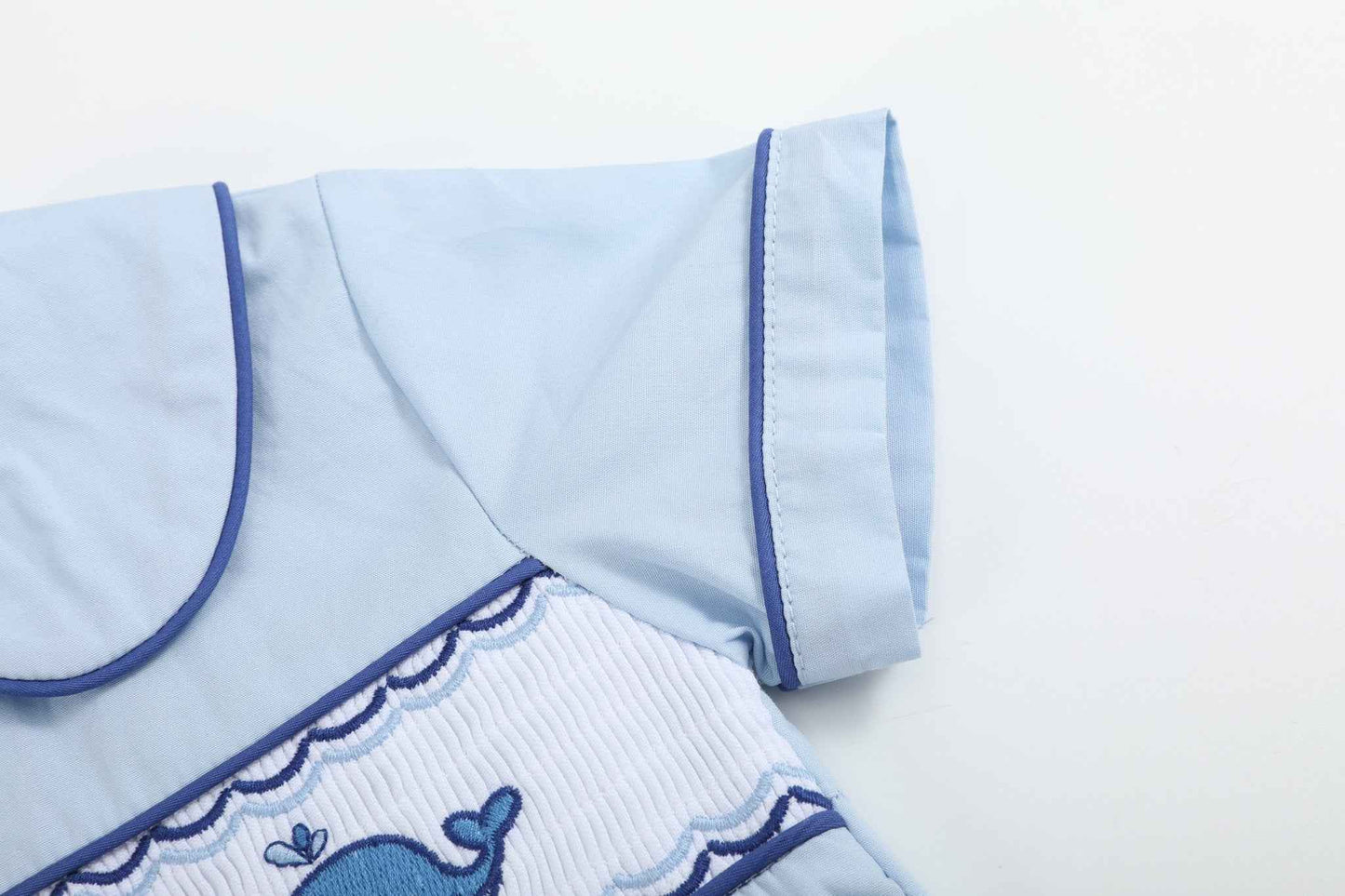 Blue Whale Smocked Collared Bubble Romper - Abbies Place