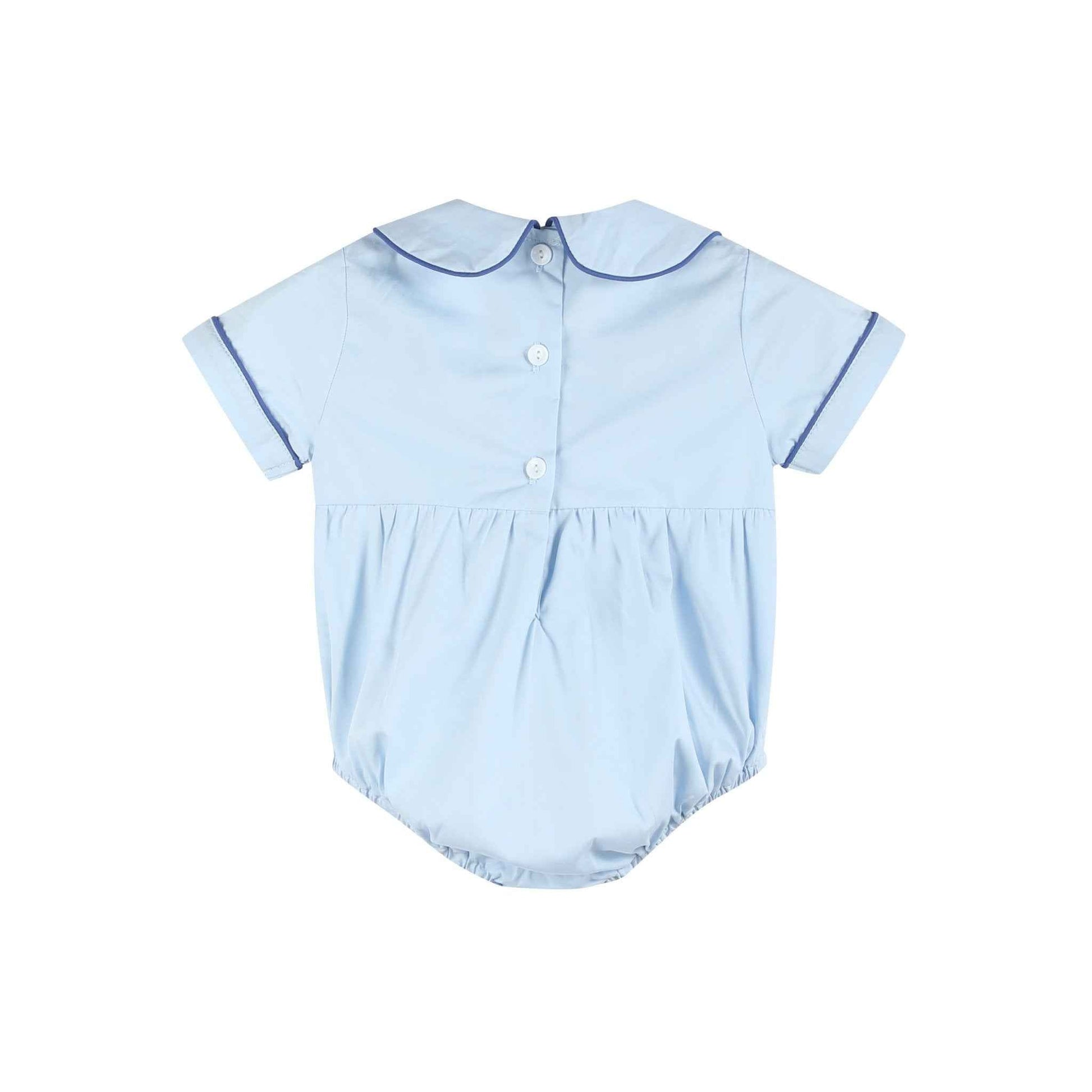 Blue Whale Smocked Collared Bubble Romper - Abbies Place
