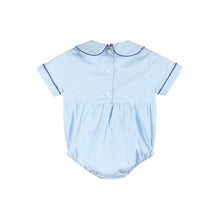 Load image into Gallery viewer, Blue Whale Smocked Collared Bubble Romper
