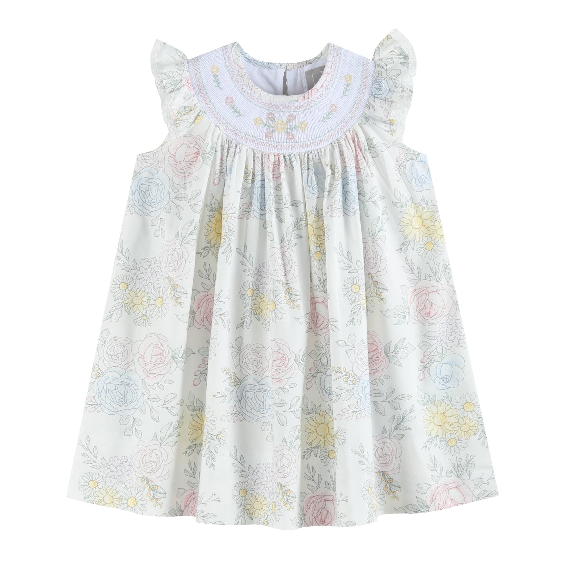 Bouquet Floral Smocked Bishop Dress - Abbies Place