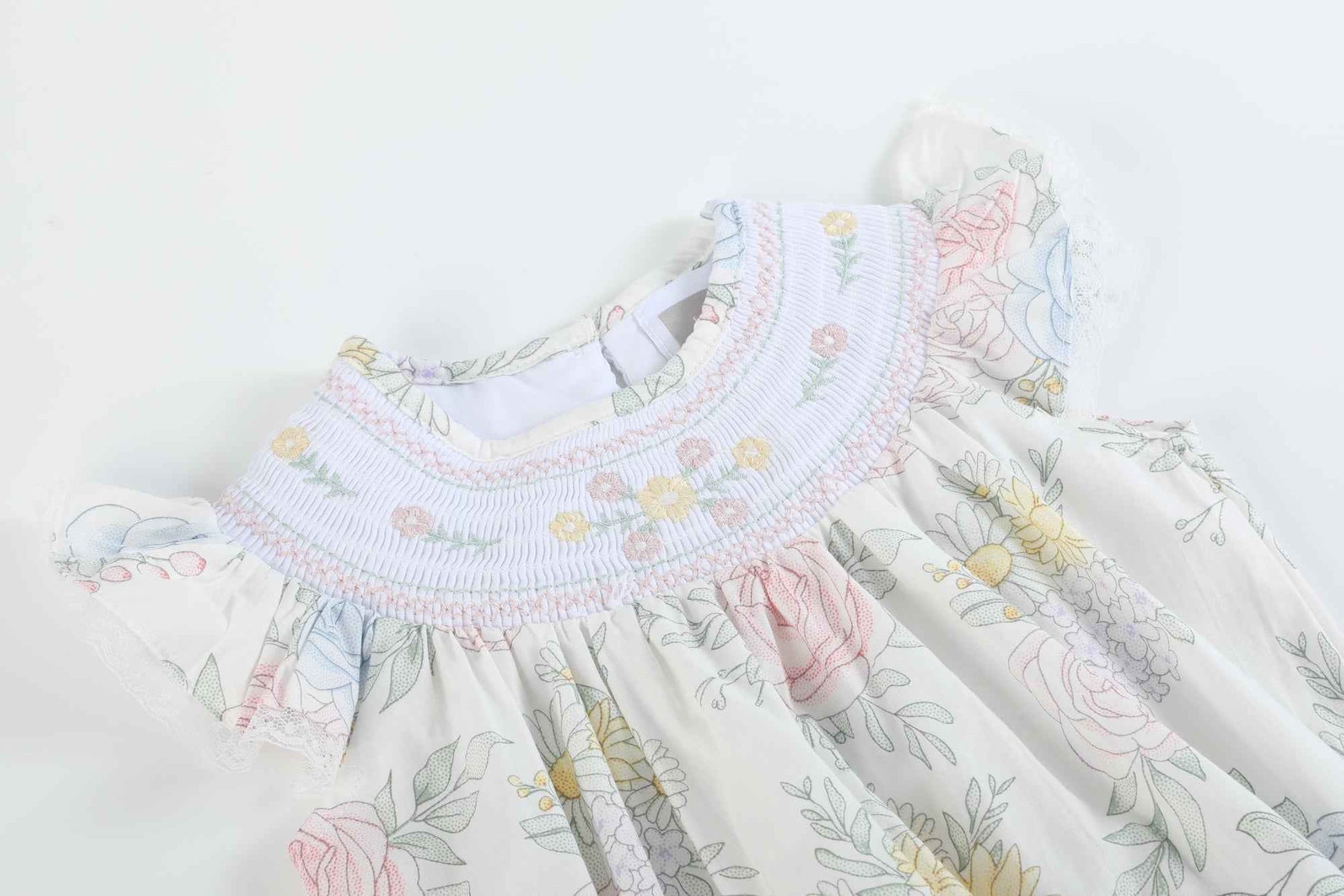 Bouquet Floral Smocked Flutter Romper - Abbies Place