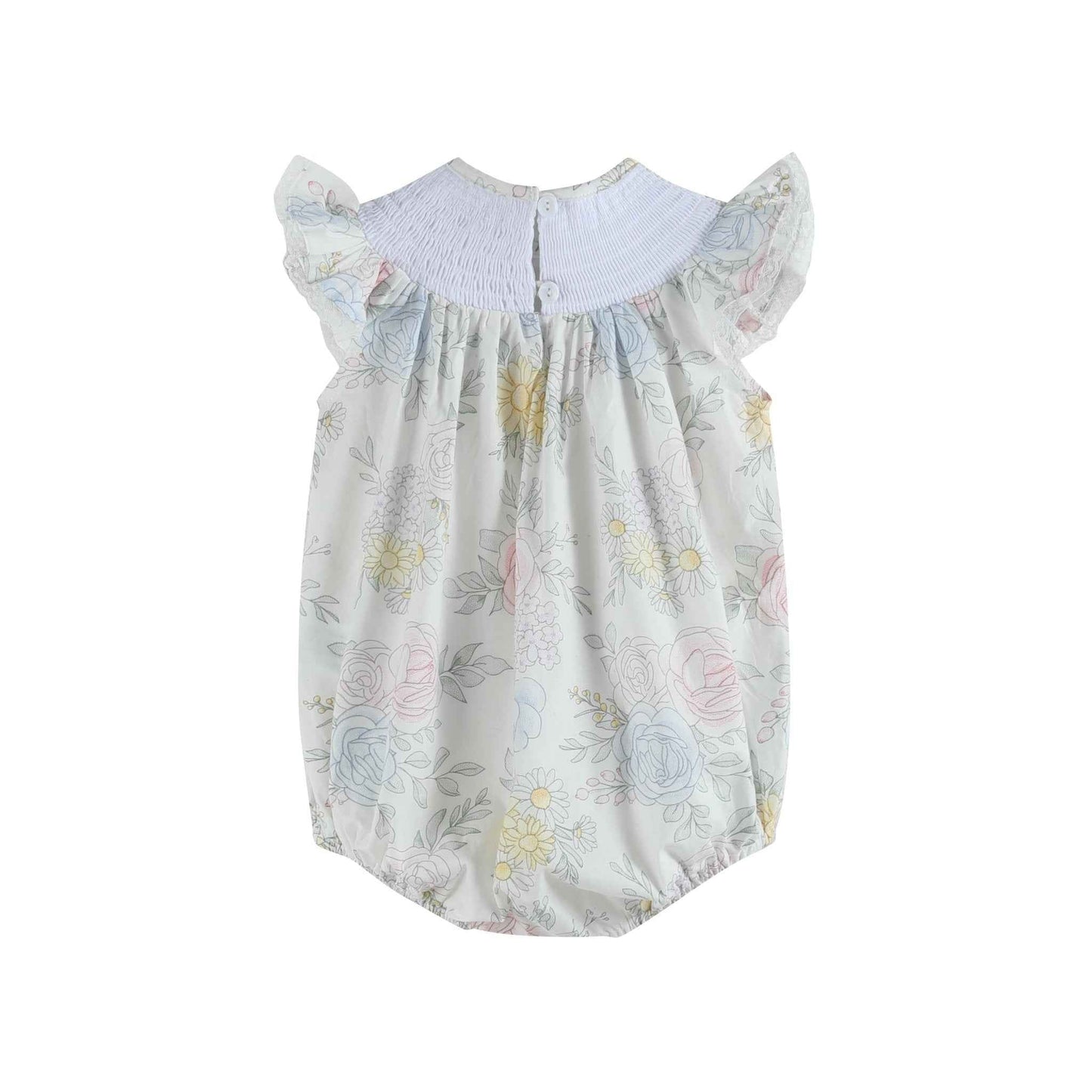 Bouquet Floral Smocked Flutter Romper - Abbies Place