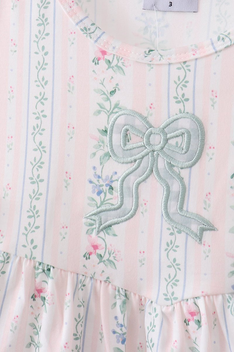 Bow Floral Applique Bloomer Set - Abbies Place