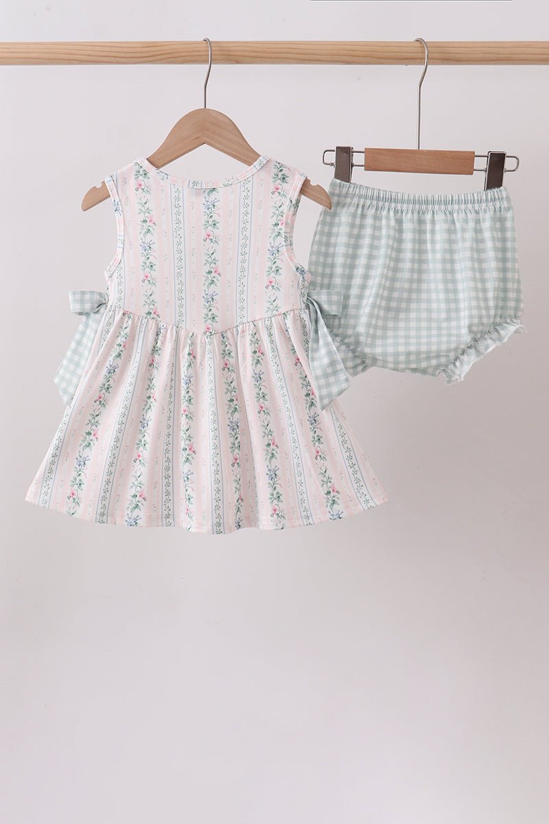 Bow Floral Applique Bloomer Set - Abbies Place