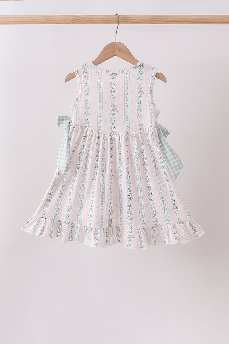 Bow Floral Applique Dress - Abbies Place