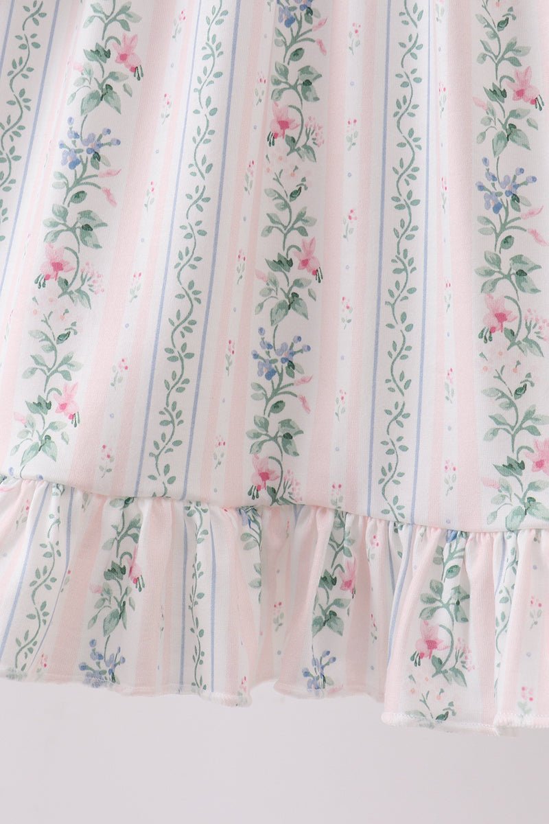 Bow Floral Applique Dress - Abbies Place