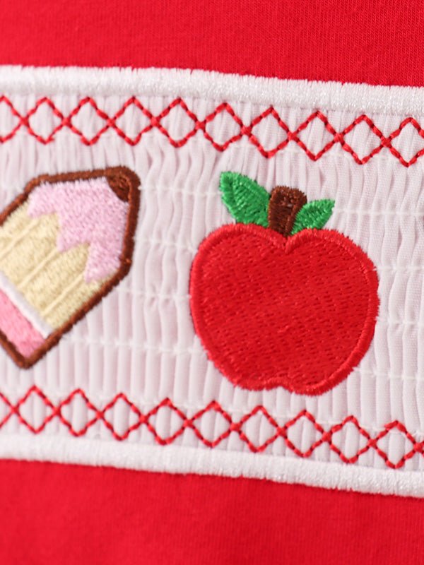Boys Back to School Pencil Apple Applique Plaid Shorts Set - Abbies Place