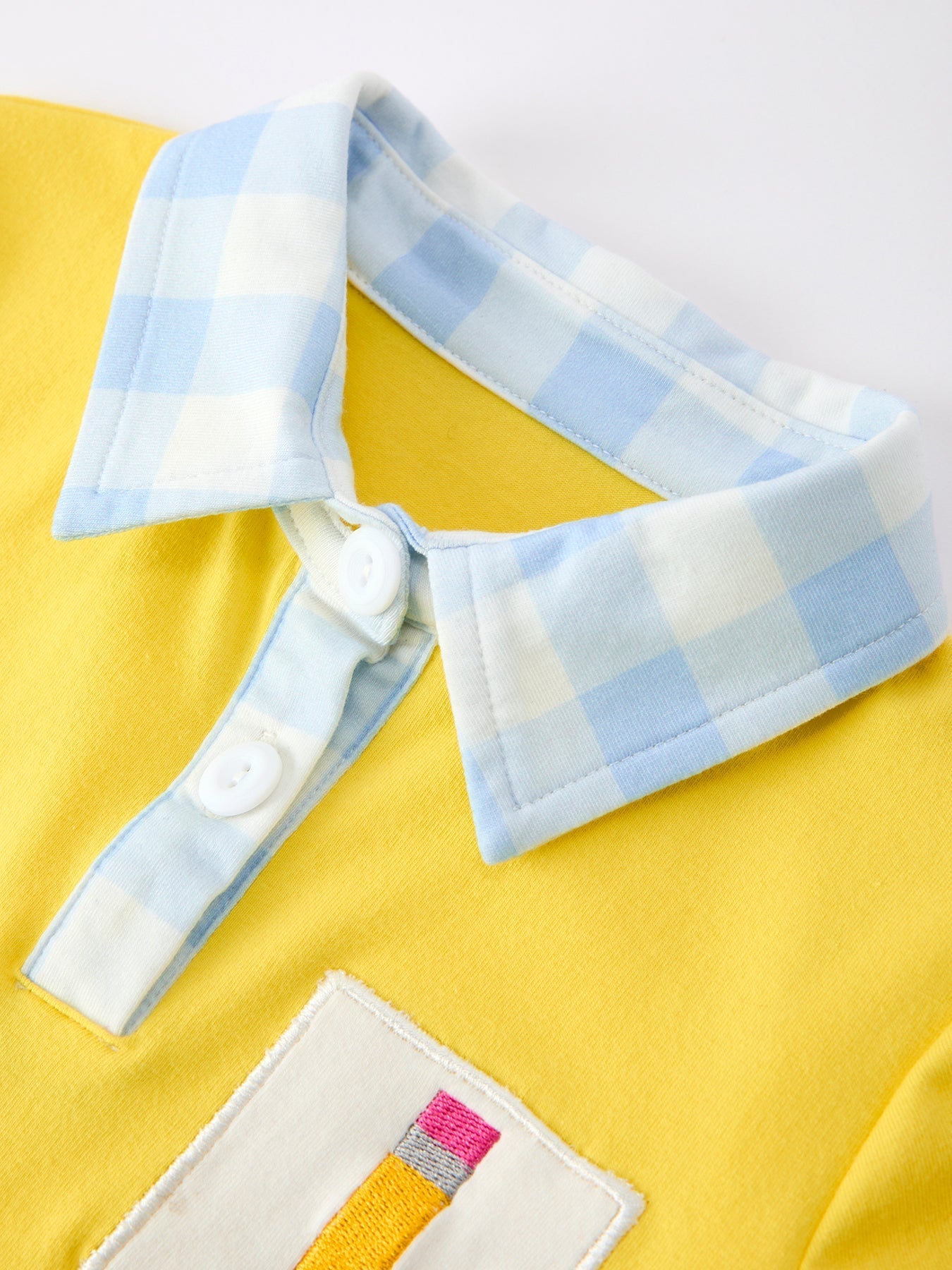 Boys Back To School Pencil Plaid Polo Short Set Embroidery - Abbies Place
