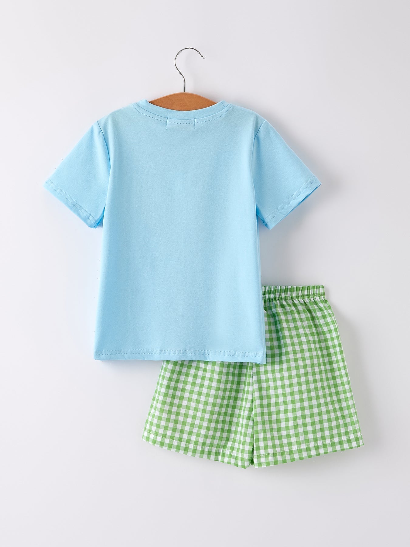 Boys Back to School Smock Embroidered Top+ Plaid Shorts - Abbies Place