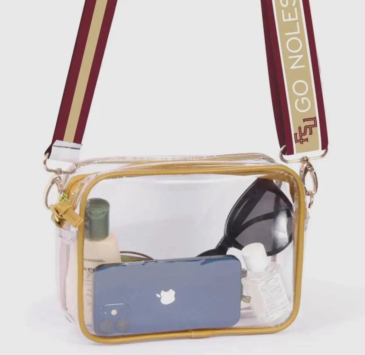 Bridget Clear Purse with Reversible Patterned Shoulder Straps - Abbies Place