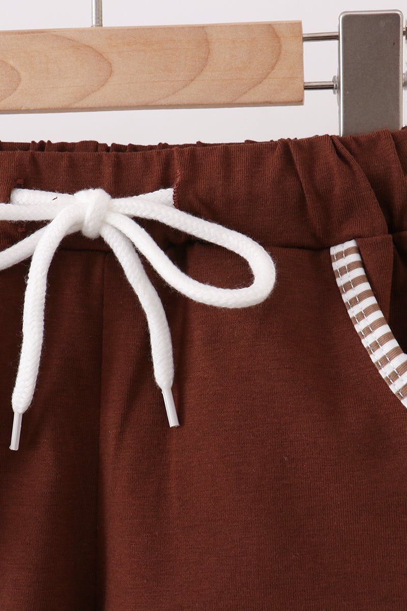Brown Bear Stripe Embroidered Set - Abbies Place