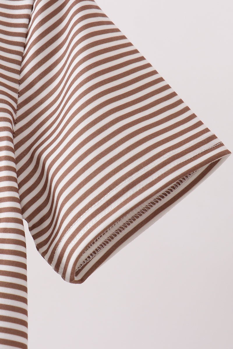 Brown Bear Stripe Embroidered Set - Abbies Place