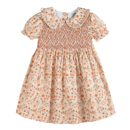 Brown Floral Collared Dress - Abbies Place