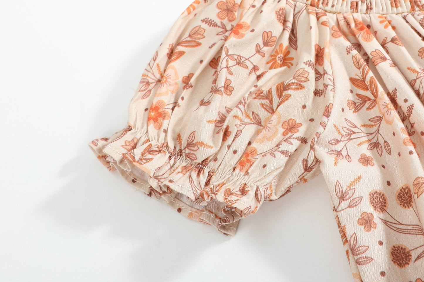 Brown Floral Smocked Bishop Dress - Abbies Place
