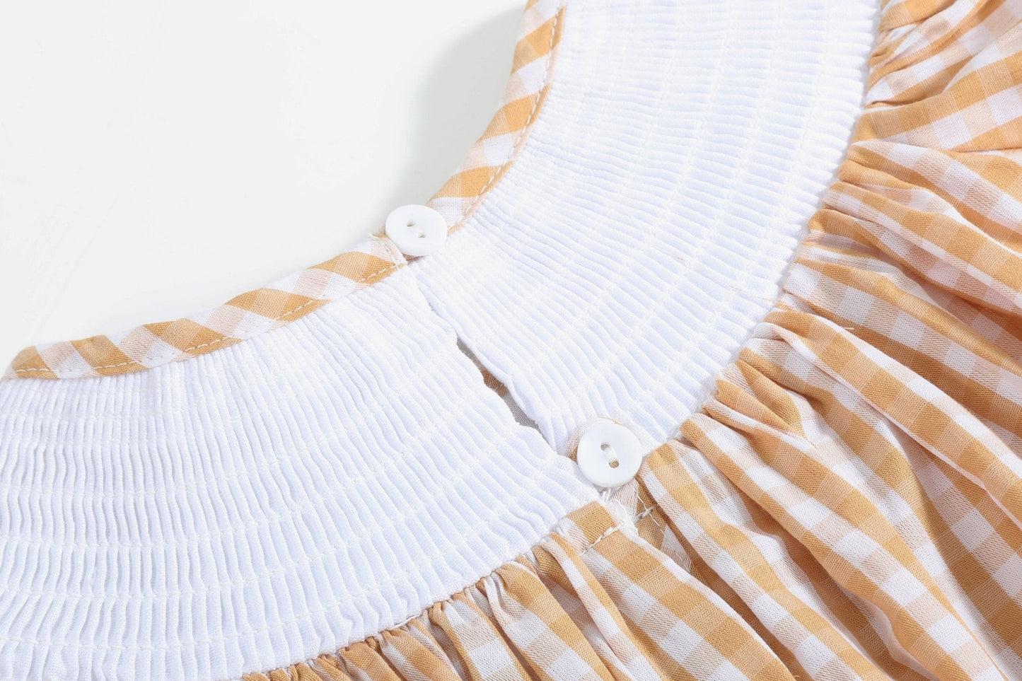 Brown Gingham Football Smocked Bishop Dress - Abbies Place