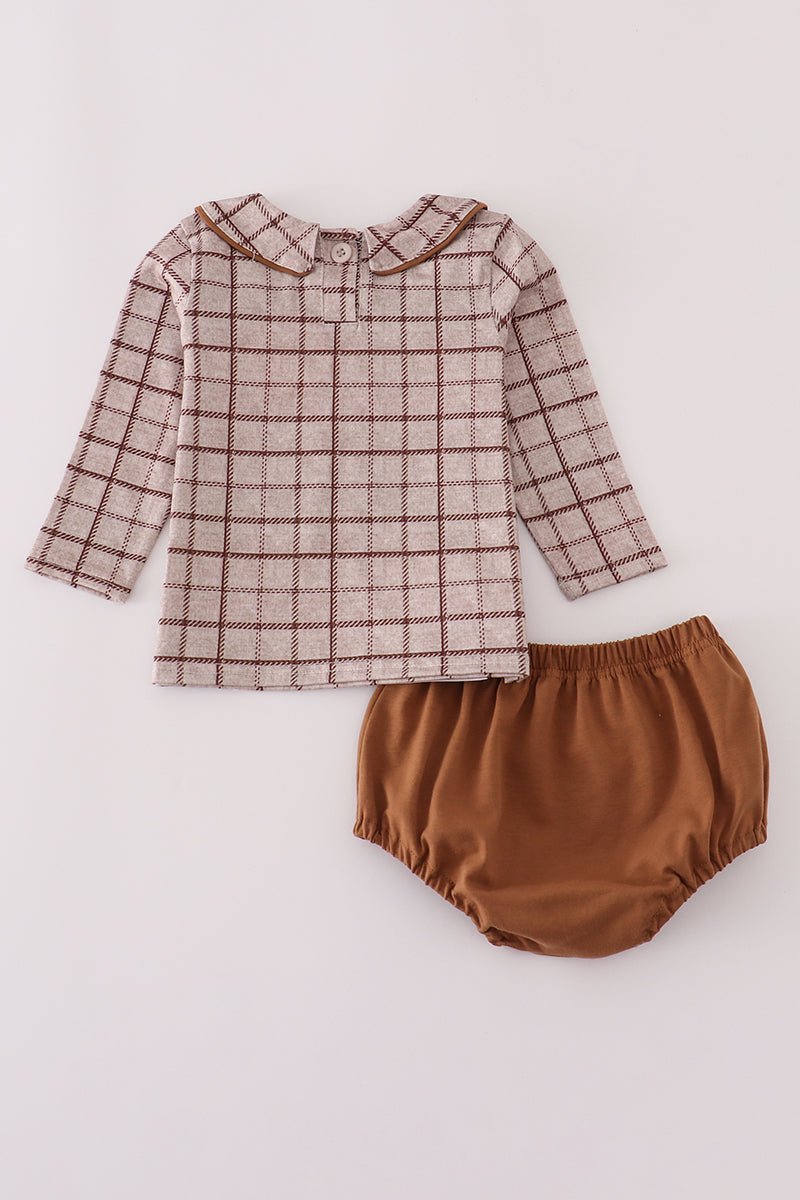Brown plaid bloomer set - Abbies Place