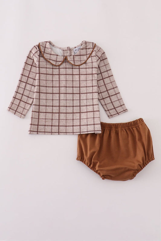 Brown plaid bloomer set - Abbies Place