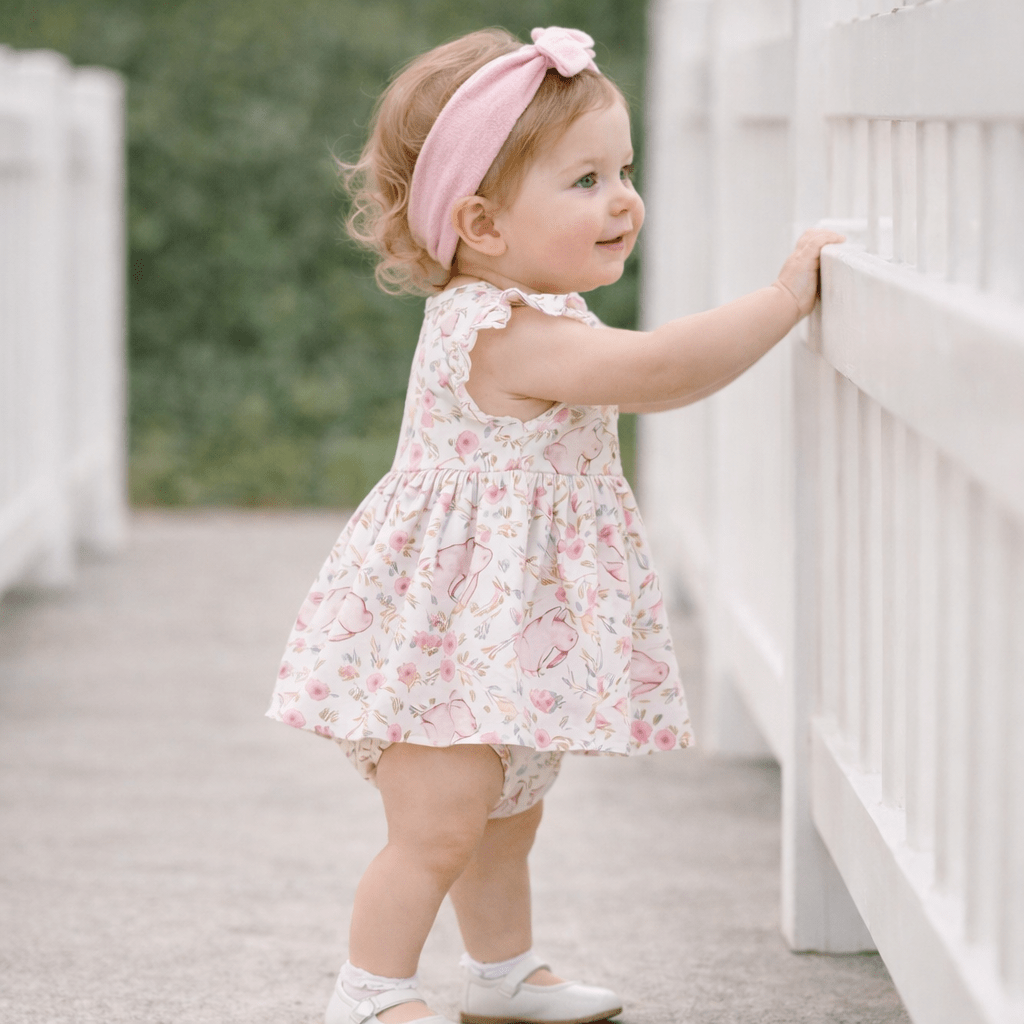 Bunny Blooms Baby Girl's Bamboo Skirted Bodysuit for Easter - Abbies Place