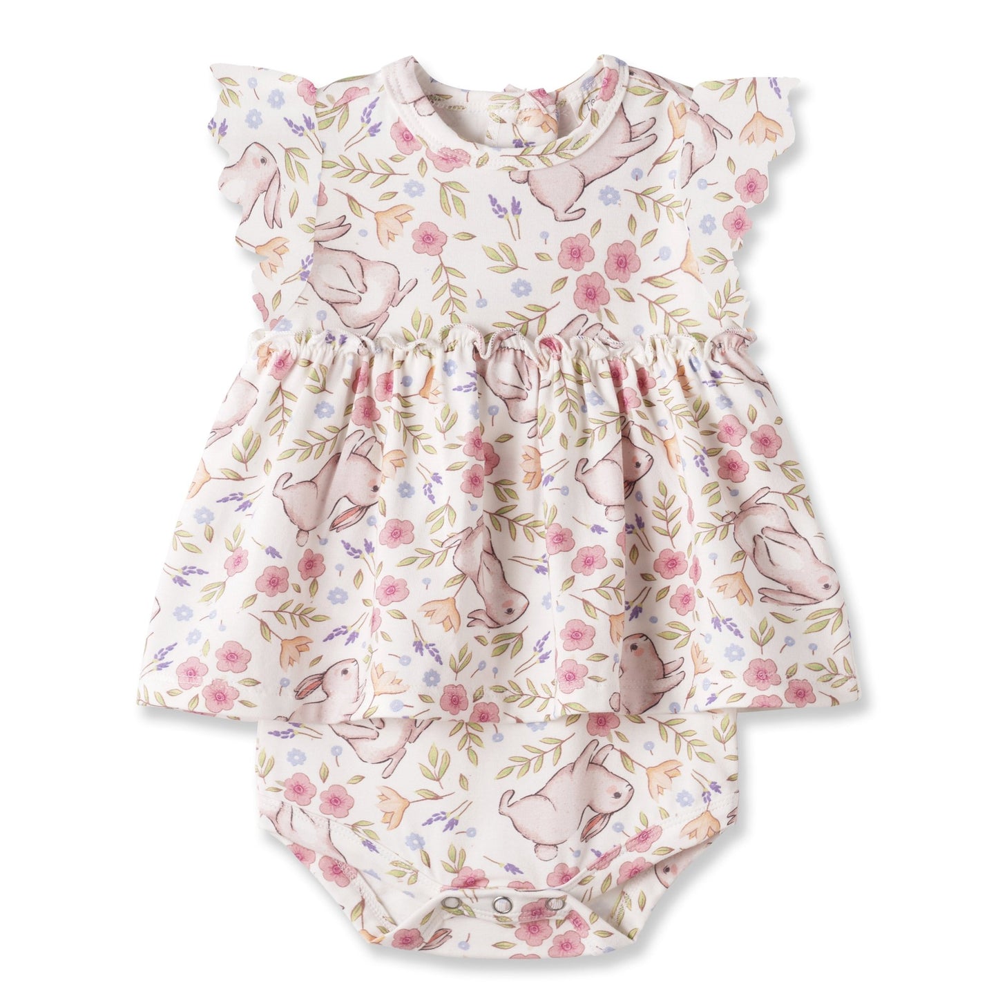 Bunny Blooms Baby Girl's Bamboo Skirted Bodysuit for Easter - Abbies Place