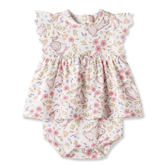 Bunny Blooms Baby Girl's Bamboo Skirted Bodysuit for Easter - Abbies Place