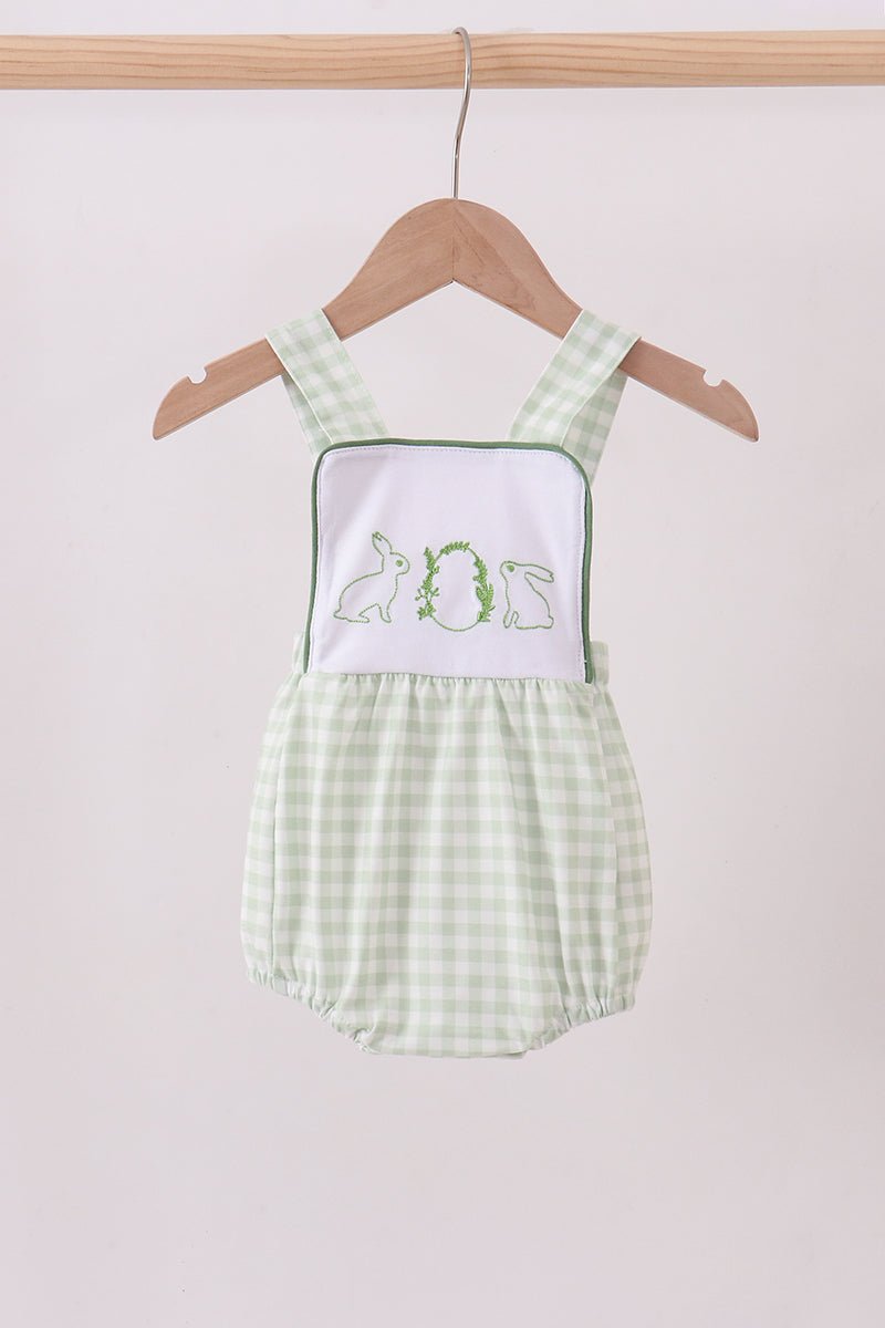 Bunny embroidery gingham bubble - Abbies Place