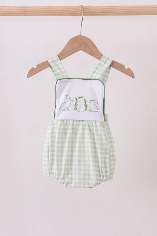 Bunny embroidery gingham bubble - Abbies Place