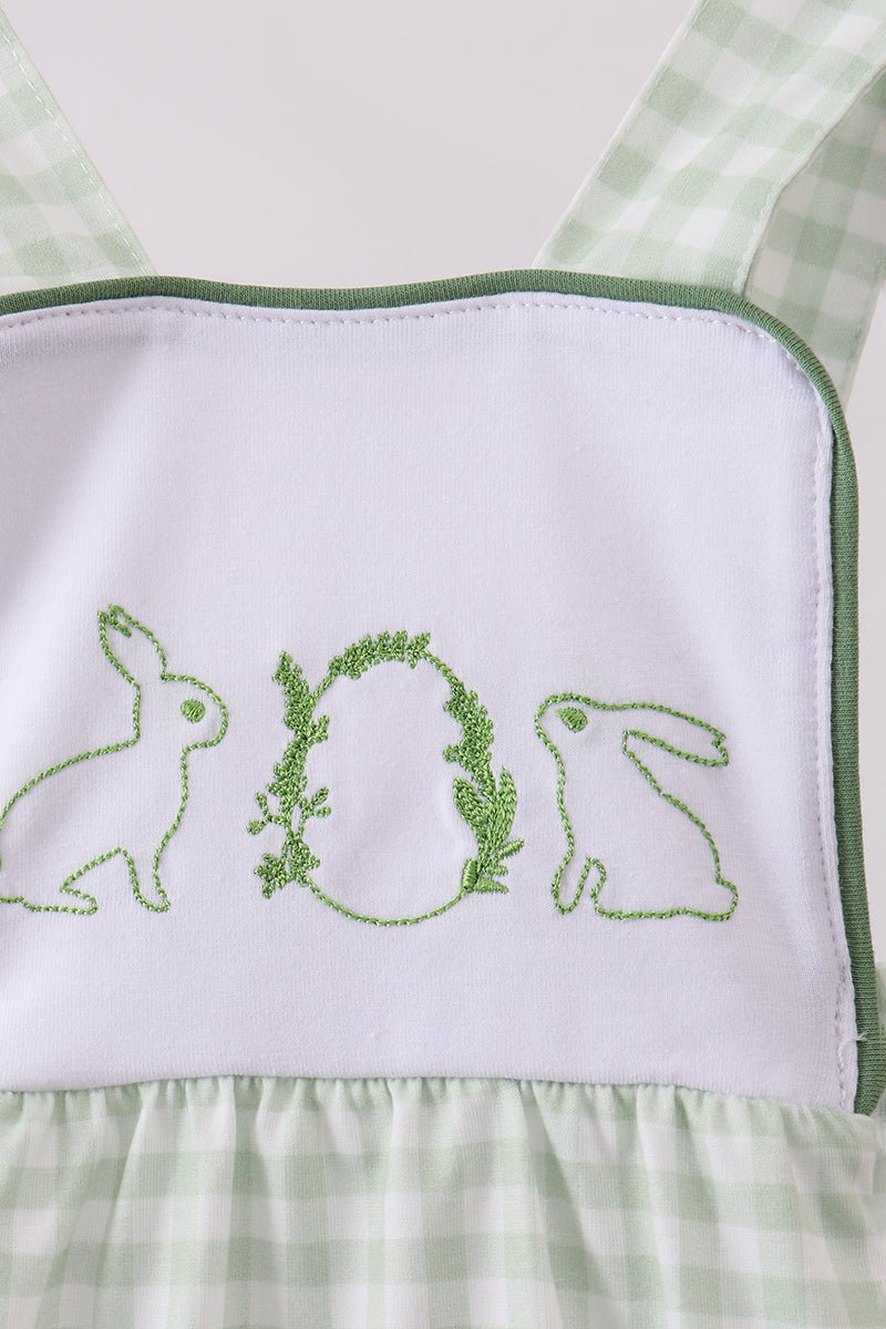 Bunny embroidery gingham bubble - Abbies Place