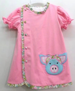 Three Sisters Polly Pig Applique Girl Dress - Image #1