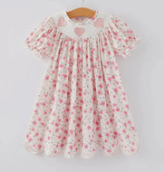 Valentine's Day Heart Smocking
Embroidery Short Sleeve Girls Dress - Image #1