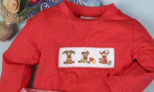 Load image into Gallery viewer, Reindeer Hand Smocked Boy Long Sleeve Shirt and Gingham Red Pants - Image #2
