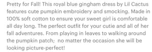 Royal Blue Gingham Pumpkin Smocked Bishop Dress - Image #2