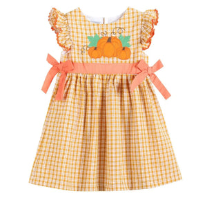 Orange Gingham Ruffle Pumpkin Dress - Image #1