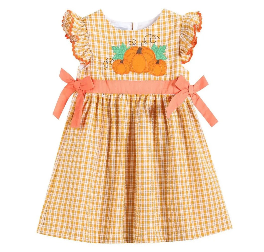 Orange Gingham Ruffle Pumpkin Dress - Image #1