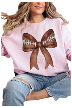 Load image into Gallery viewer, Coquette Football Bow Graphic Fleece Sweatshirts - Image #1
