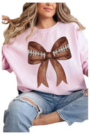 Coquette Football Bow Graphic Fleece Sweatshirts - Image #1