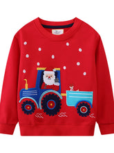 Load image into Gallery viewer, Children&#39;s Santa Tractor Crew Neck Sweatshirt
