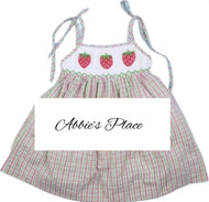 Strawberry Hand Smocked Girl Dress - Image #1