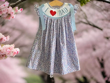 Load image into Gallery viewer, I Love Dad Floral Smocked Dress - Image #1
