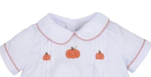 Pumpkin French Knot Embroidery Baby Boy Bubble - Image #2