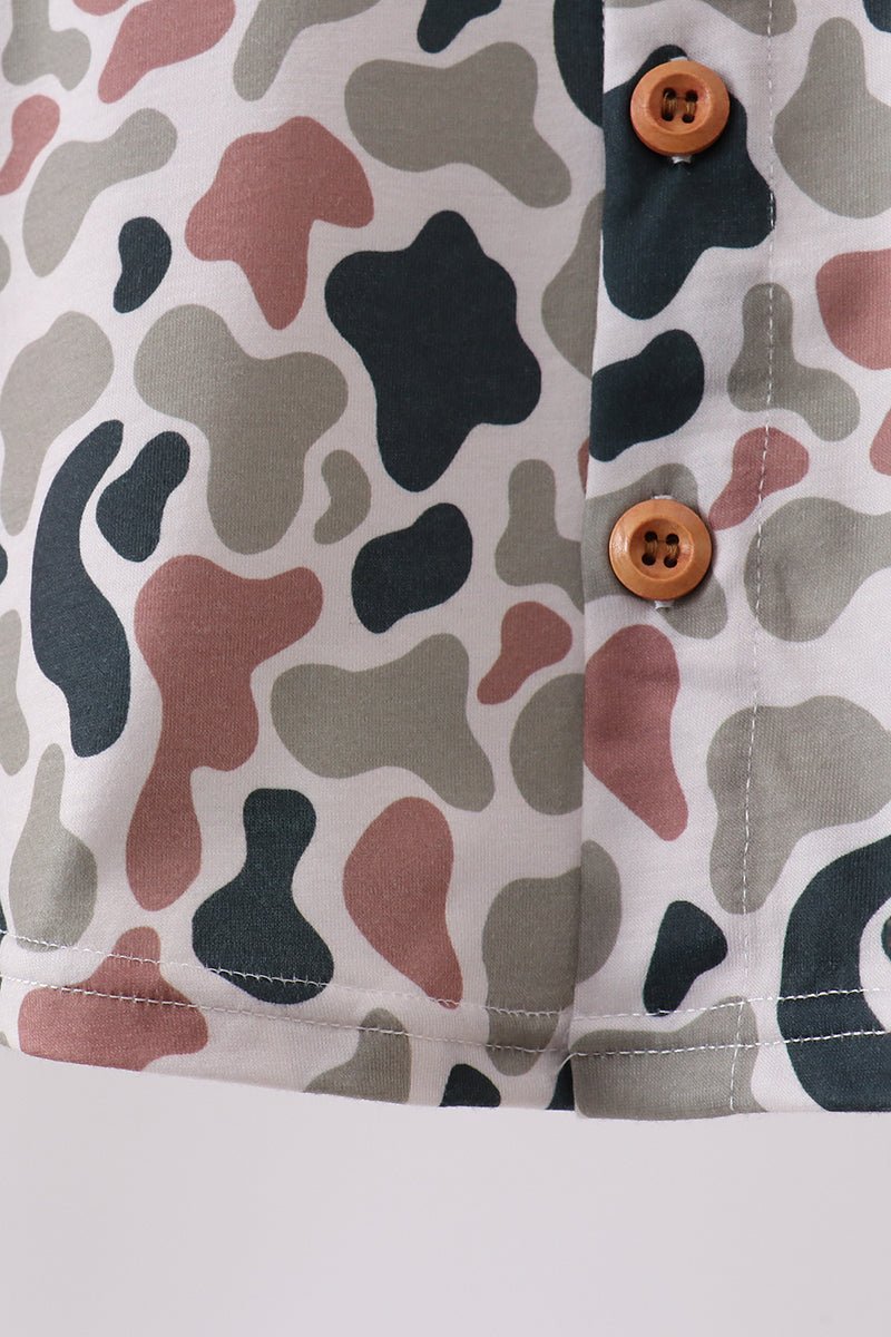 Camo Duck Embroidered Button Down Shirt - Abbies Place