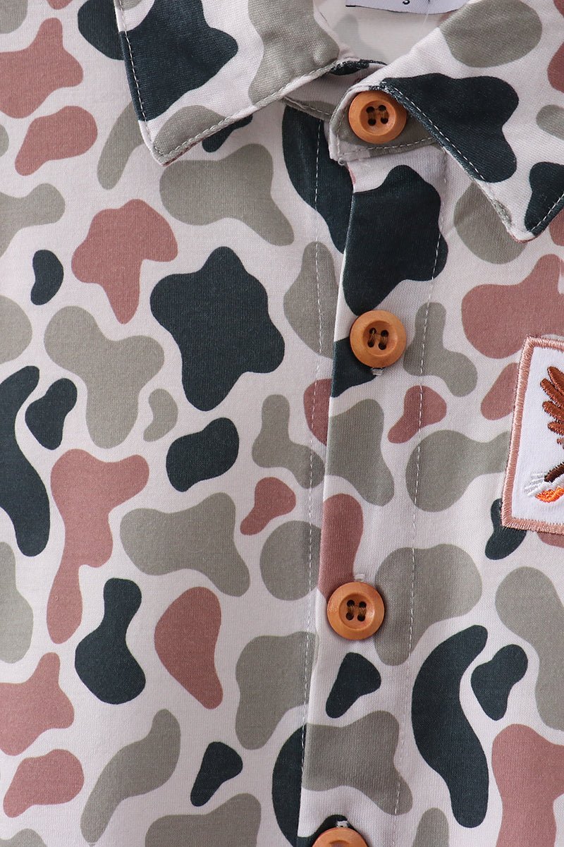 Camo Duck Embroidered Button Down Shirt - Abbies Place