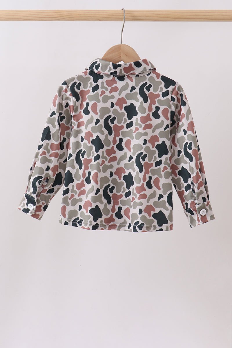 Camo Duck Embroidered Button Down Shirt - Abbies Place