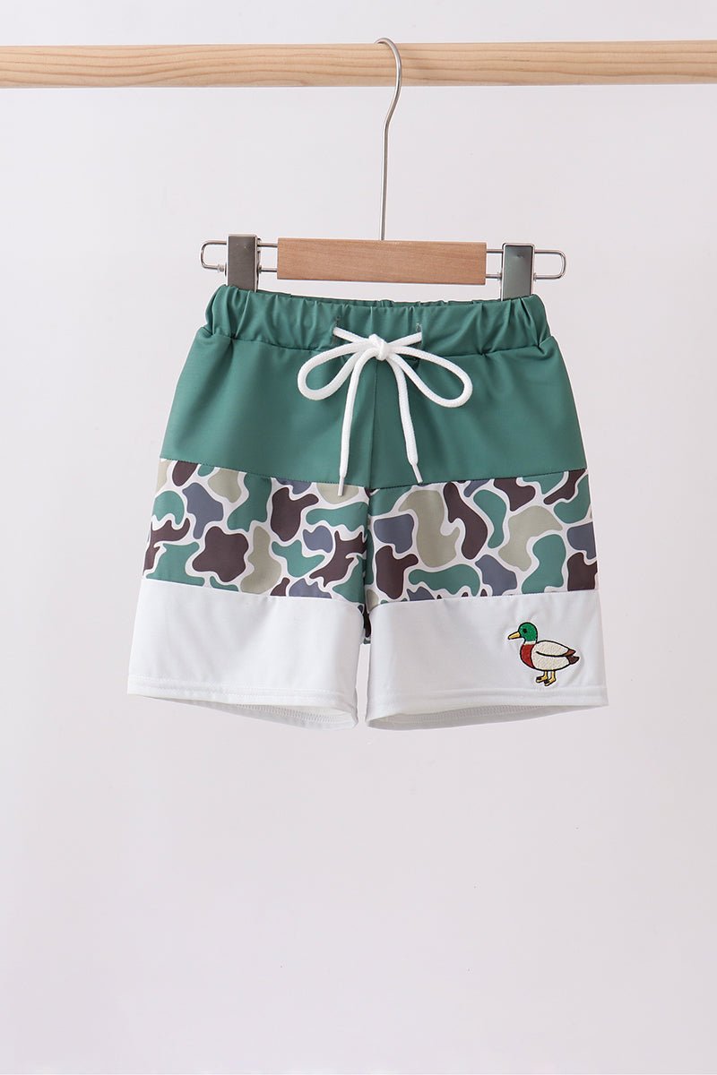 Camouflage duck embroidery swim trunks - Abbies Place