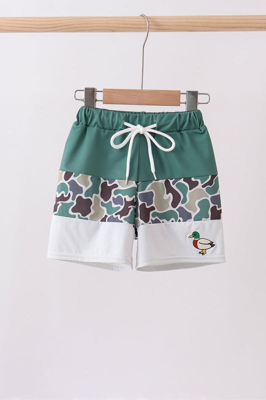 Camouflage duck embroidery swim trunks - Abbies Place