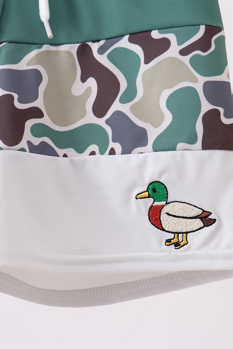 Camouflage duck embroidery swim trunks - Abbies Place