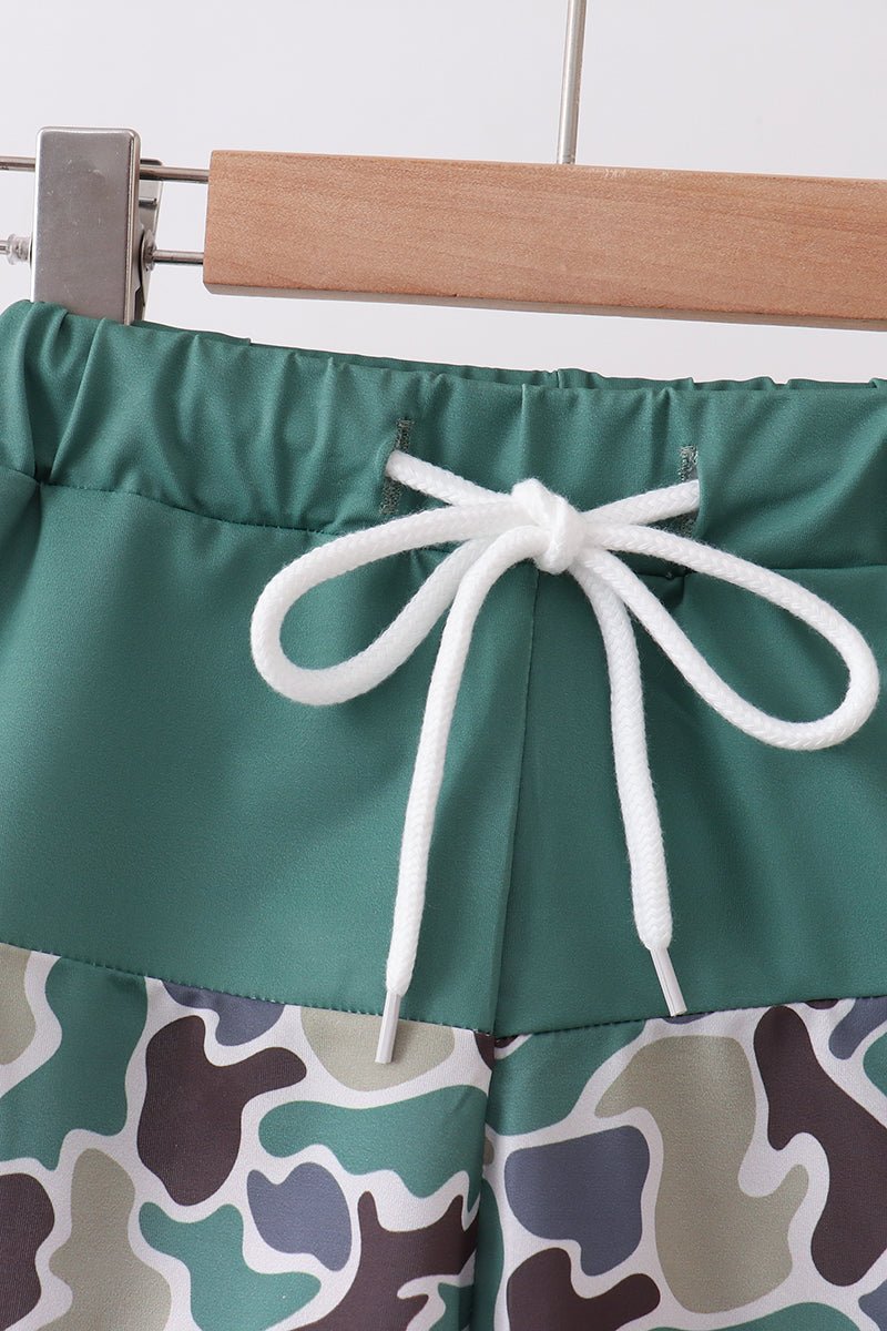 Camouflage duck embroidery swim trunks - Abbies Place
