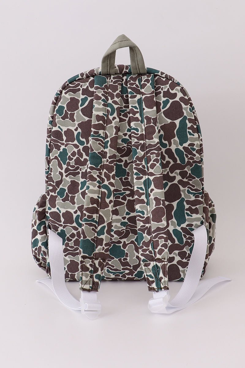 Camouflage fish embroidery canvas backpack - Abbies Place