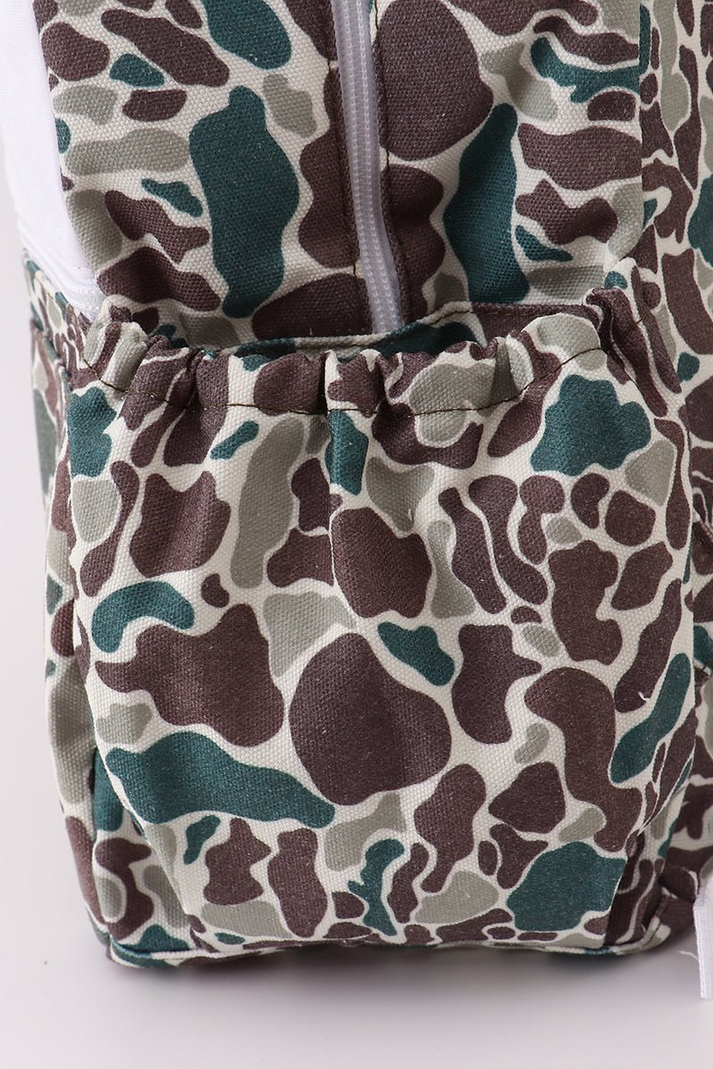 Camouflage fish embroidery canvas backpack - Abbies Place